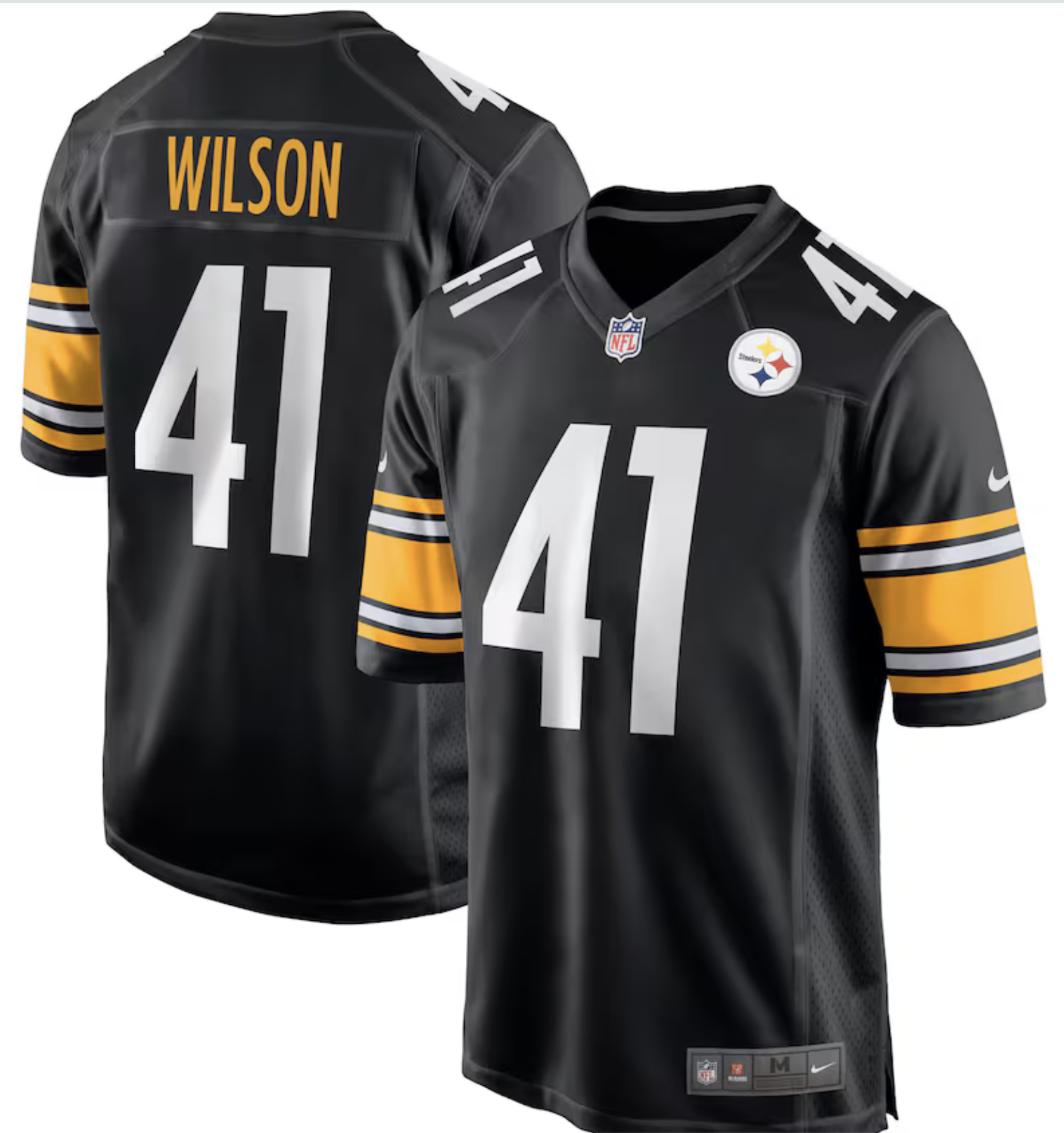 Men Pittsburgh Steelers 41 Wilson Nike Black Game Player Jersey